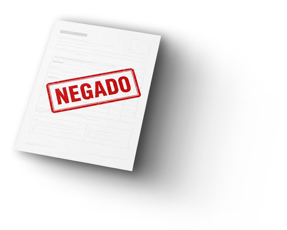 Documento de plano de saúde com carimbo negado